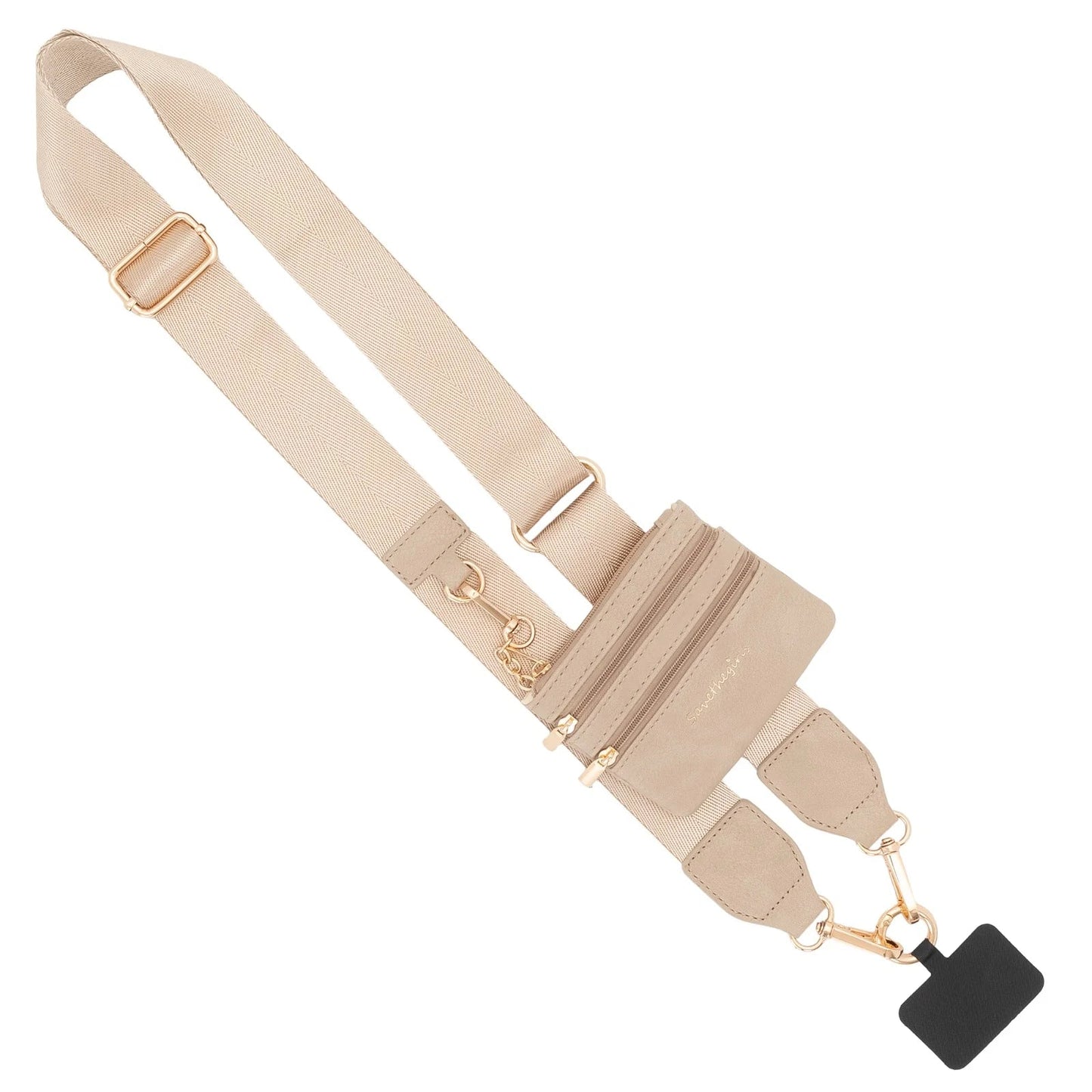 Save The Girls Clip & Go Strap with Pouch - Neutral Collection - Taupe - Gold Hardware Save The Girls