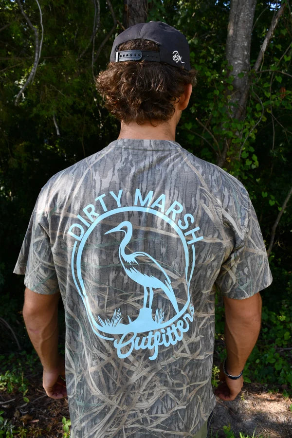 Dirty Marsh Mossy Oak Shadowgrass- Teal Circle Logo Shirt etcoutfitters