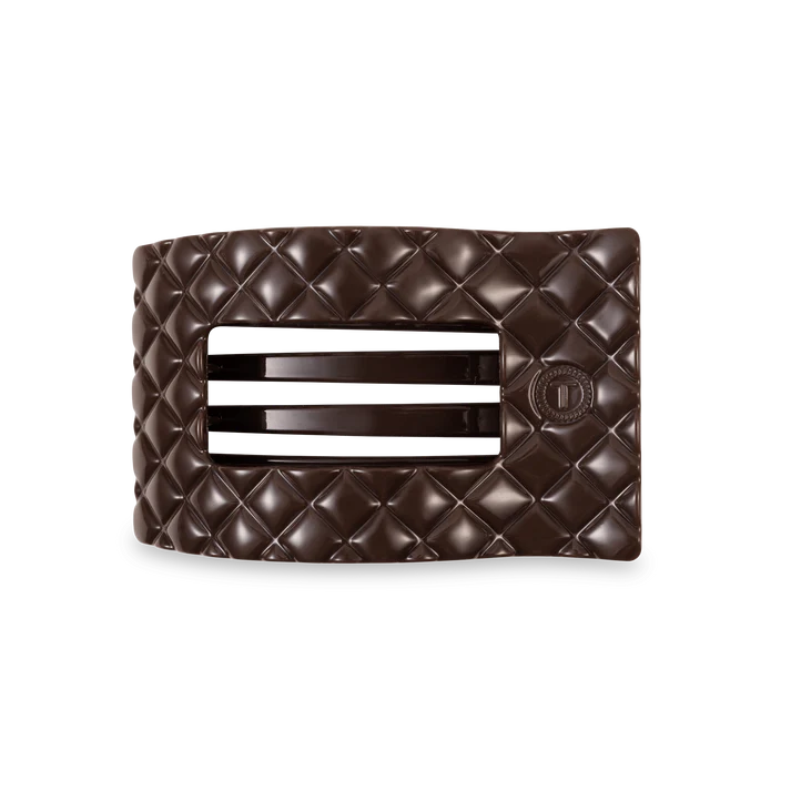 Teleties Truly Taupe Quilted Medium Flat Rectangle Hair Clip Teleties