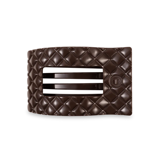 Teleties Truly Taupe Quilted Medium Flat Rectangle Hair Clip Teleties