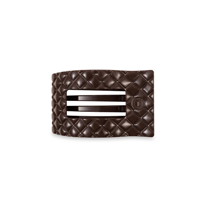 Teleties Truly Taupe Quilted Small Flat Rectangle Hair Clip Teleties