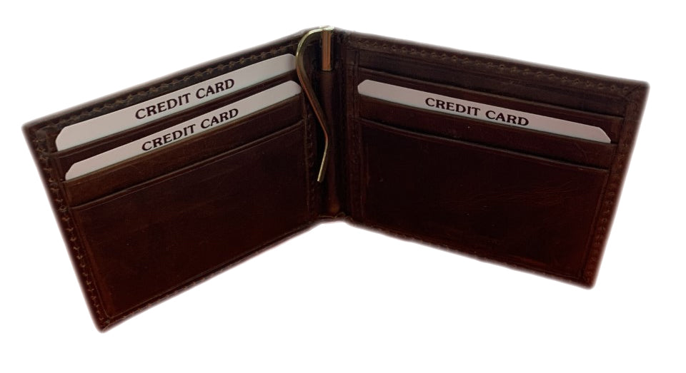 Genuine Leather Wallet with Metal Money Clip Genuine Leather