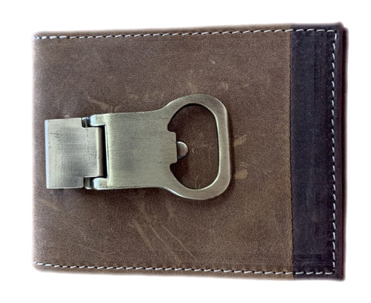 Genuine Leather Wallet with Metal Money Clip