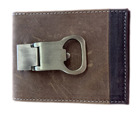 Genuine Leather Wallet with Metal Money Clip Genuine Leather