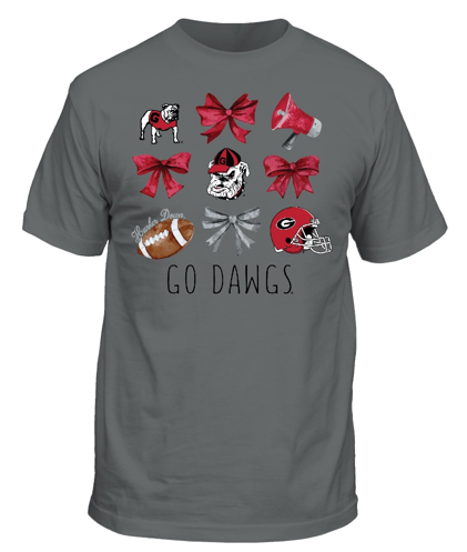 Georgia Bulldogs Watercolor Bows Shirt Smoke Grey
