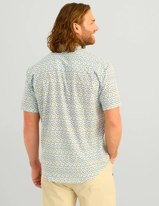 Huk Kona Printed Short Sleeve Button Down Yellowfin Tuna Lure Smash