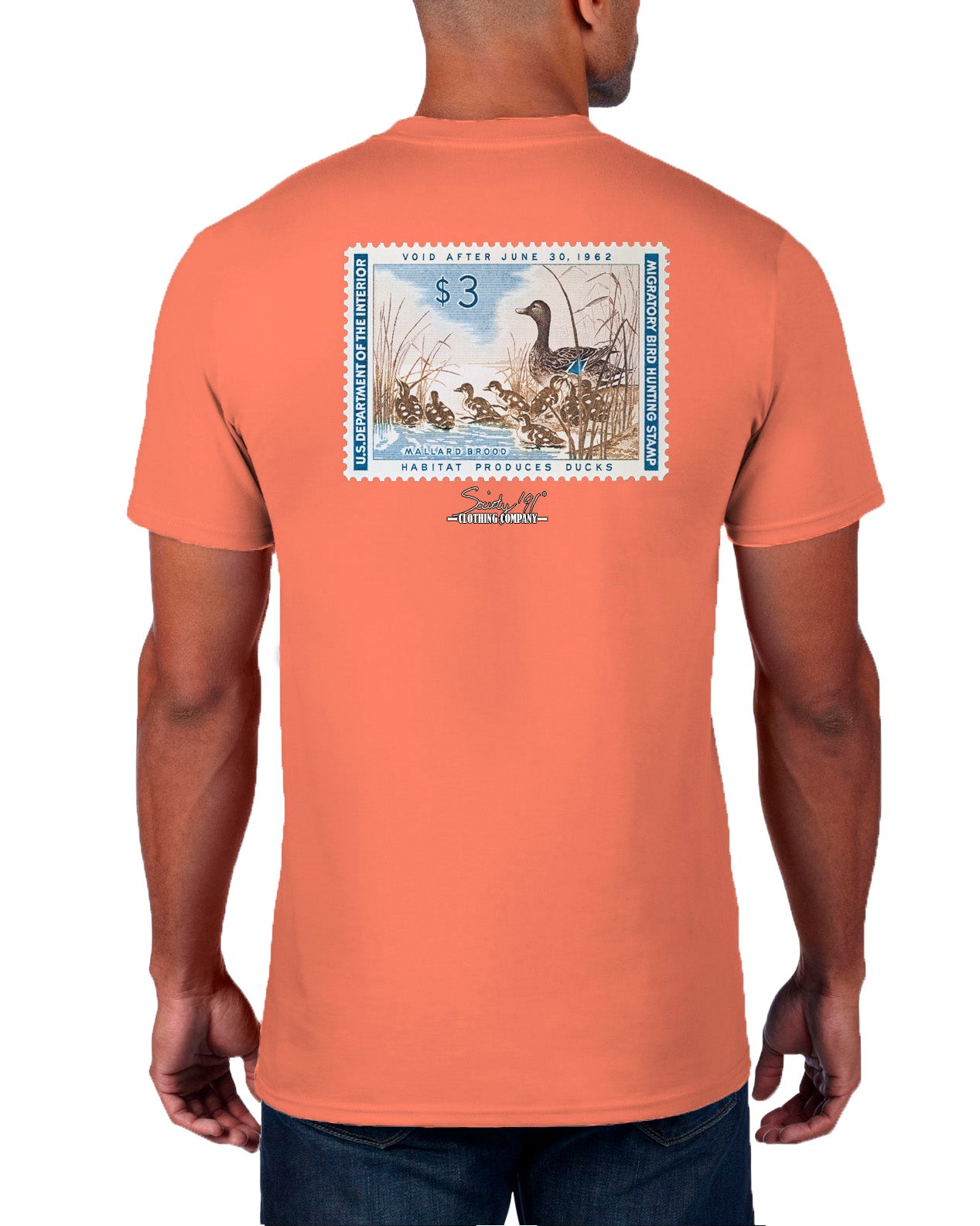 Society '91 61-62 Duck Stamp Short Sleeve Tee Peach
