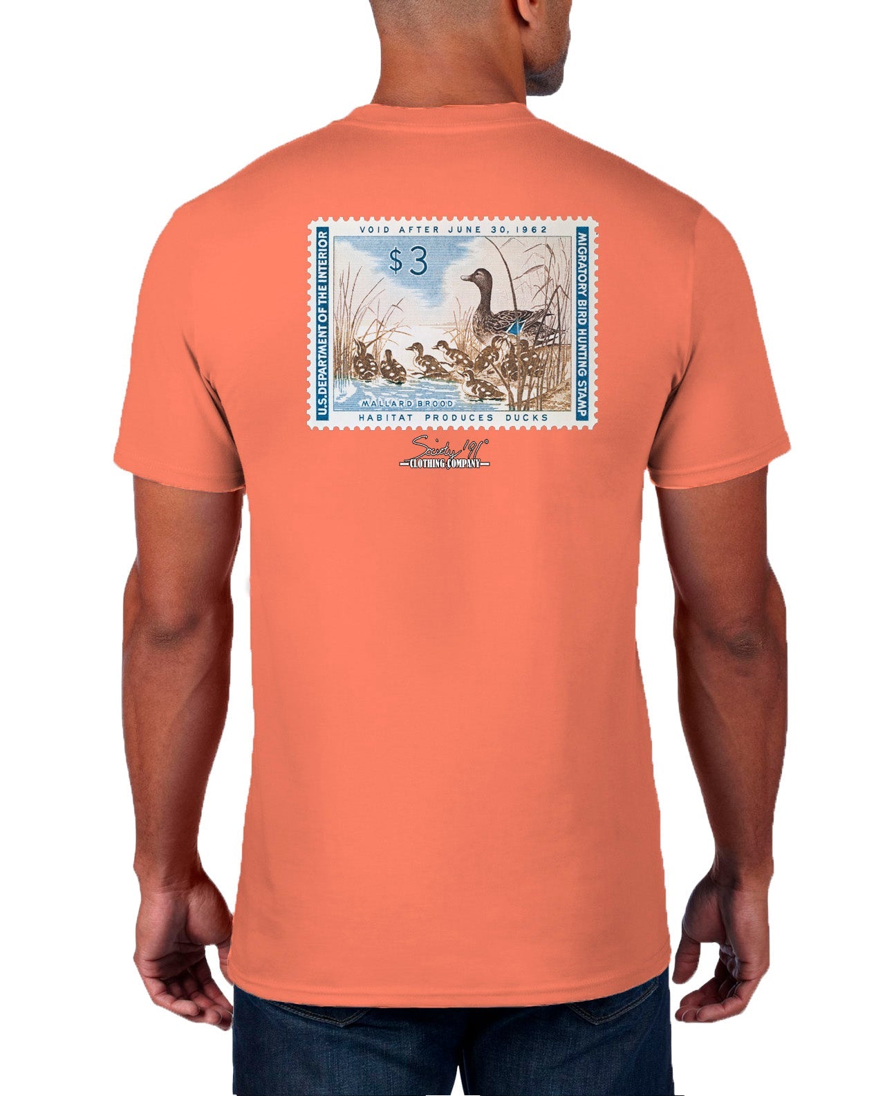 Society '91 61-62 Duck Stamp Short Sleeve Tee Peach Society 91