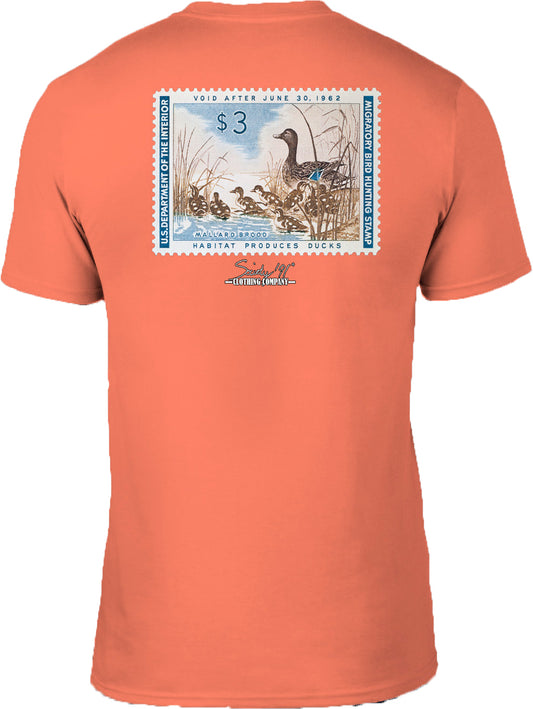 Society '91 61-62 Duck Stamp Short Sleeve Tee Peach