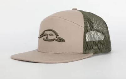 AFW Outdoors AF Waterfowl 3D Puff Logo 7 Panel Trucker Pale Khaki / Loden Hat AFW Outdoors