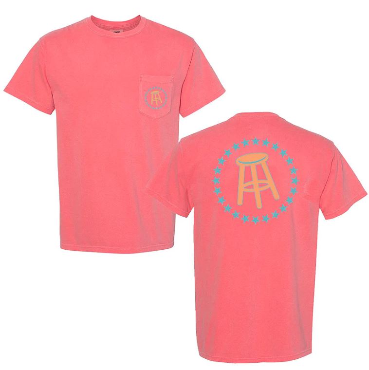 Barstool Sports Stool and Stars Pocket Tee Coral