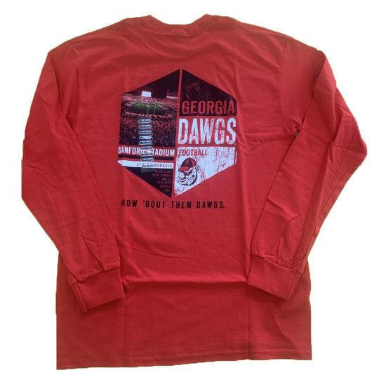 Georgia Bulldogs Night Game Red Long Sleeve Shirt New World Graphics