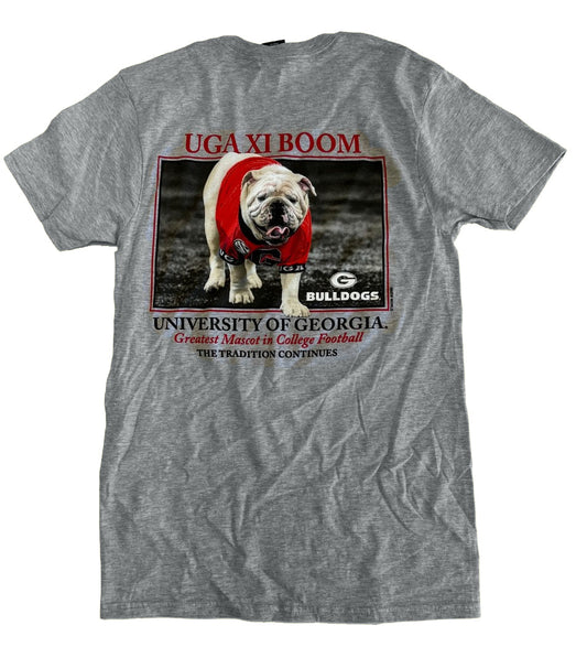Georgia Bulldogs Here Comes The Boom Grey Short Sleeve Shirt New World Graphics