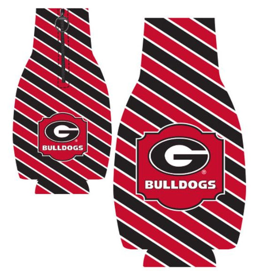 Georgia Bulldogs Striped Red Bottle Coozie