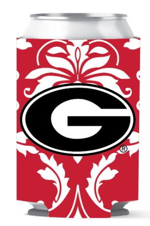 Georgia Bulldogs Damask Red Can Coozie