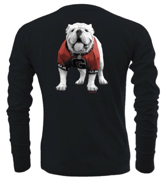 Georgia Bulldogs Floating Dog Black Long Sleeve Tee New World Graphics