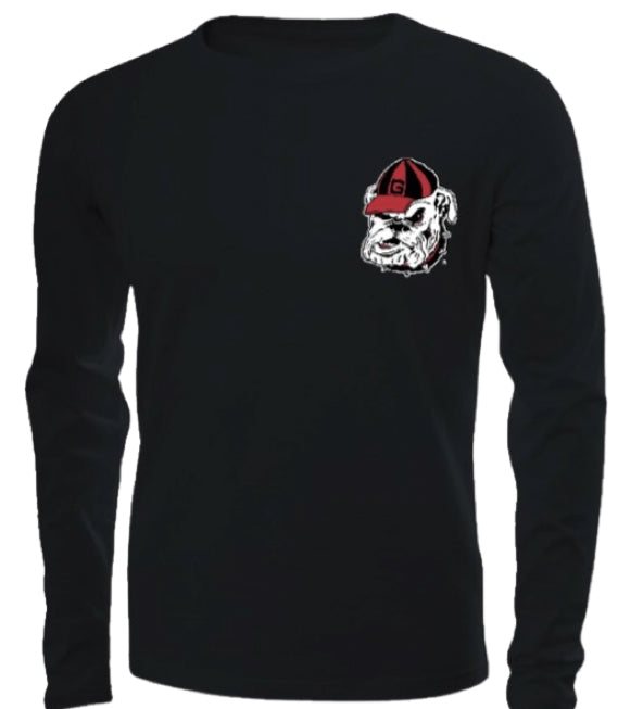 Georgia Bulldogs Floating Dog Black Long Sleeve Tee New World Graphics