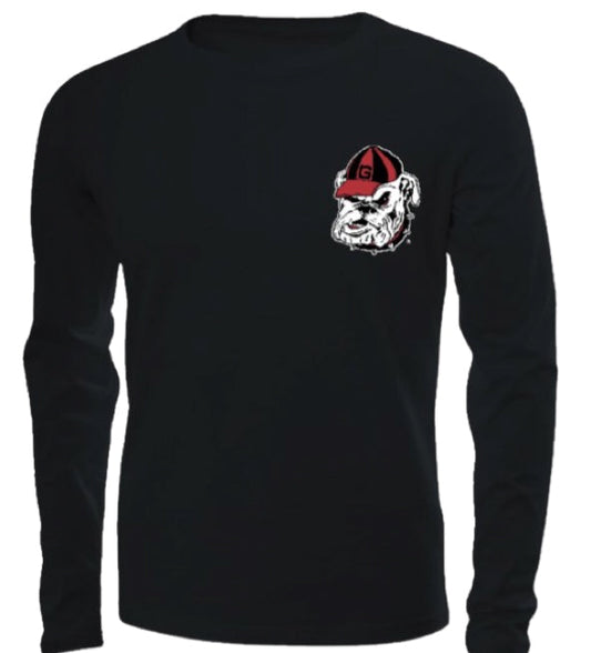 Georgia Bulldogs Floating Dog Black Long Sleeve Tee New World Graphics