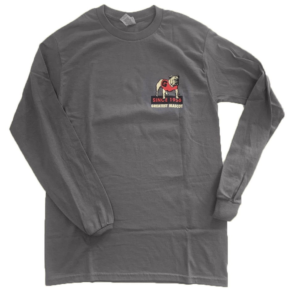 Georgia Bulldogs GOAT Mascot Long Sleeve Grey Shirt Georgia Bulldogs
