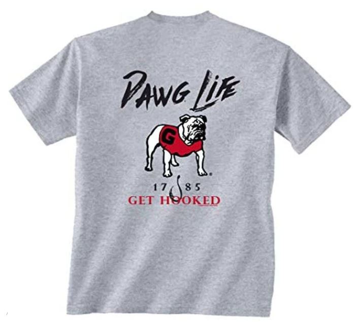 Georgia Bulldogs Get Hooked Heather Grey Tee New World Graphics