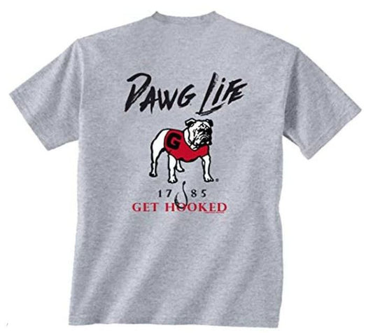 Georgia Bulldogs Get Hooked Heather Grey Tee New World Graphics