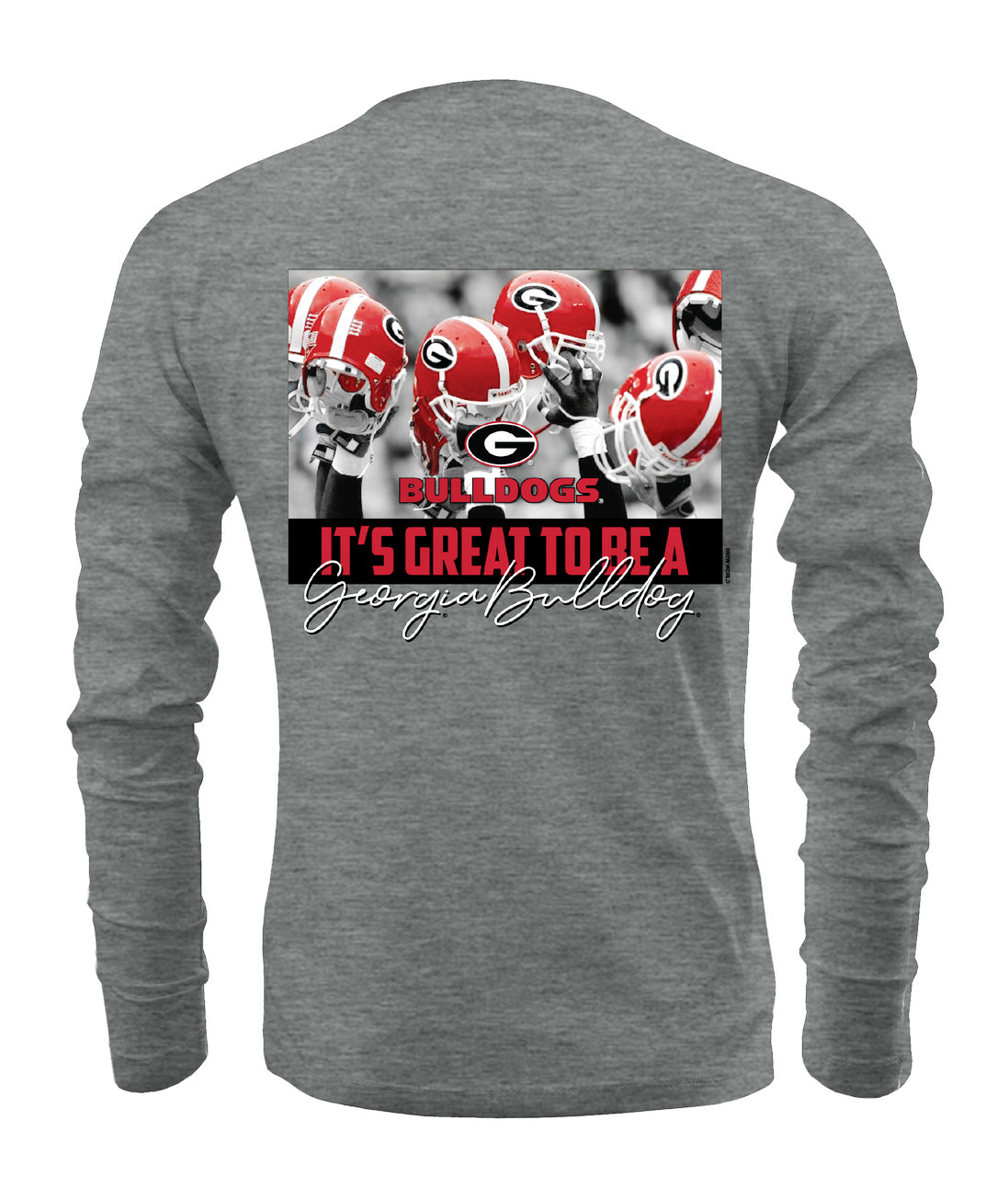 Georgia Bulldogs Huddle Heather Grey Long Sleeve Tee New World Graphics