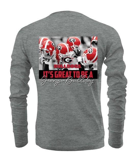 Georgia Bulldogs Huddle Heather Grey Long Sleeve Tee New World Graphics