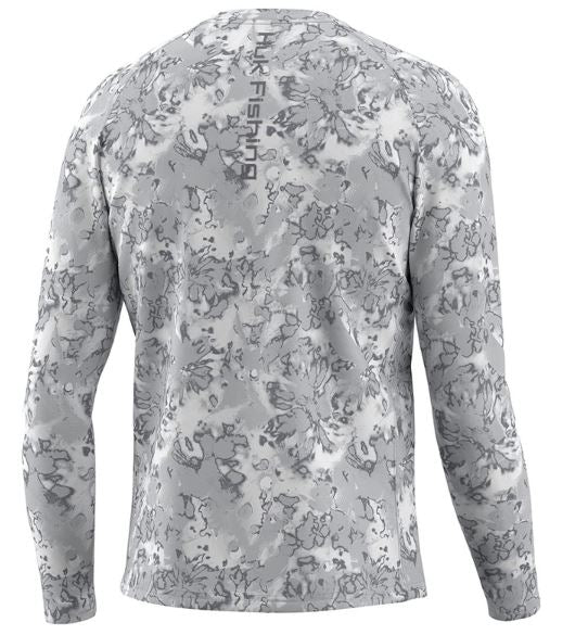 Huk Pursuit Fin Flats Harbor Mist Long Sleeve Crew Huk