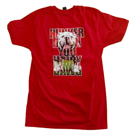 Georgia Bulldogs Hunker Down Hairy Dawg Red Tee New World Graphics