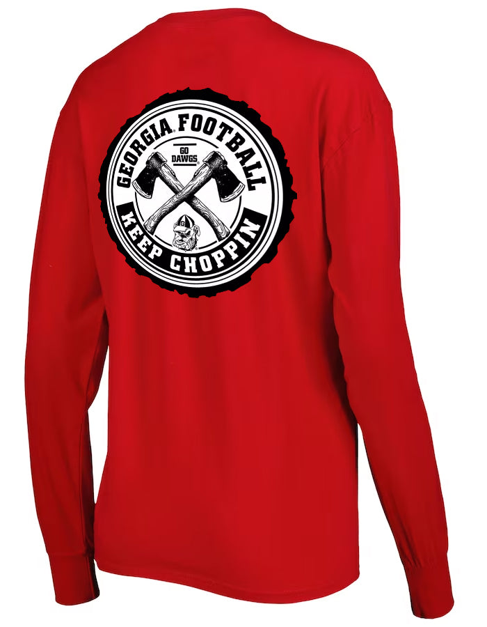 Georgia Bulldogs Keep Choppin Red Long Sleeve Tee New World Graphics