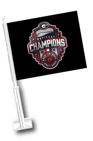 Georgia Bulldogs National Champs 22 Black Car Flag Jaymac