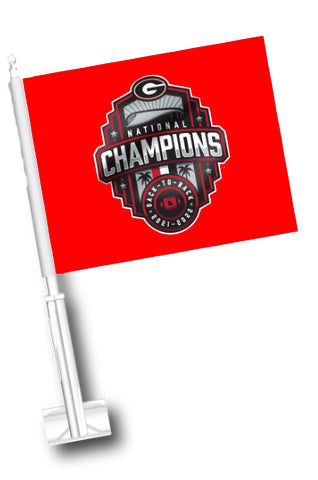 Georgia Bulldogs National Champs 22 Red Car Flag