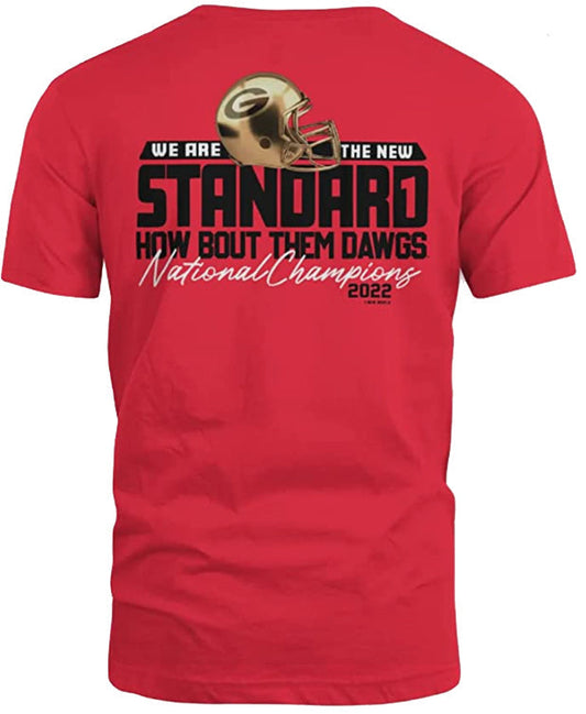 Georgia Bulldogs National Champs 22 Youth New Standard Short Sleeve Red Shirt New World Graphics
