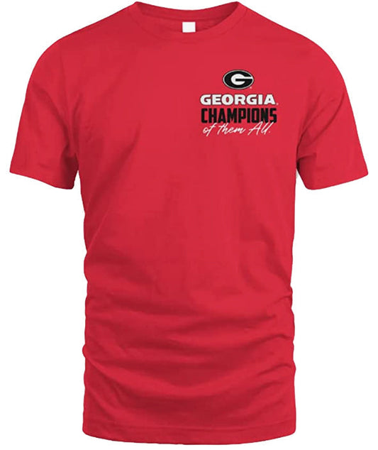Georgia Bulldogs National Champs 22 Youth New Standard Short Sleeve Red Shirt New World Graphics