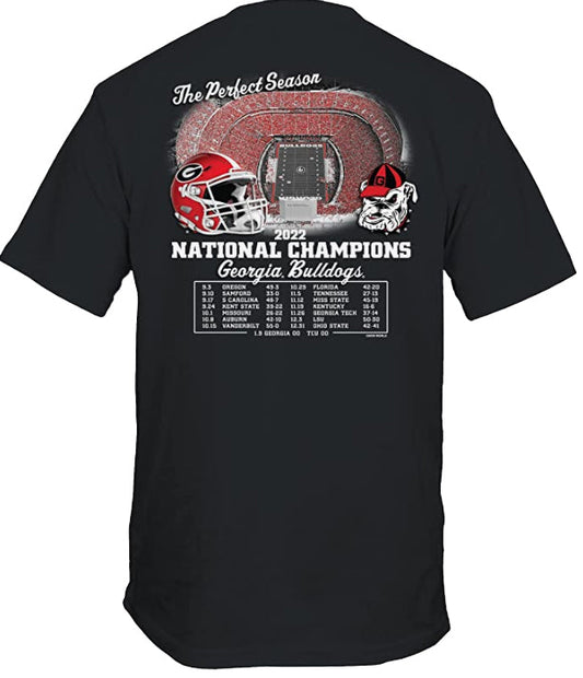 Georgia Bulldogs National Champs 22 Youth Perfect Season Short Sleeve Black Shirt Georgia Bulldogs