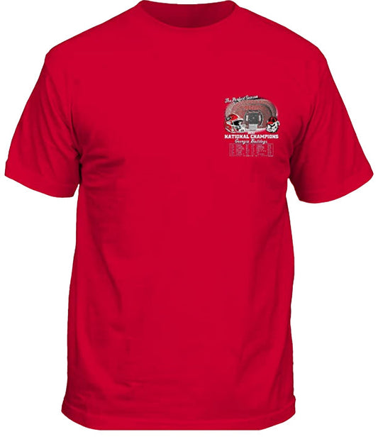 Georgia Bulldogs National Champs 22 Youth Perfect Season Short Sleeve Red Shirt New World Graphics