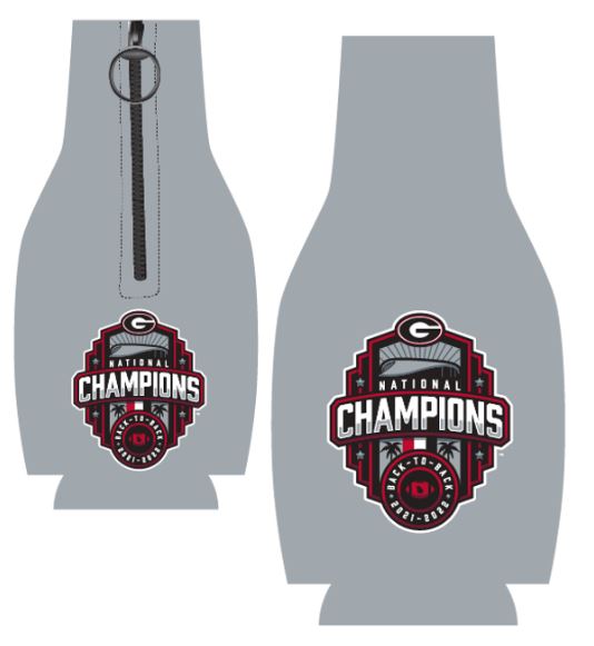 Georgia Bulldogs National Champs 22 Silver Bottle Coozie Jaymac