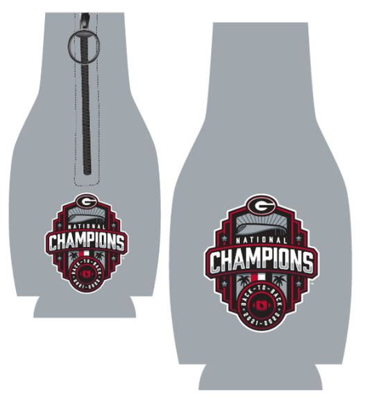 Georgia Bulldogs National Champs 22 Silver Bottle Coozie