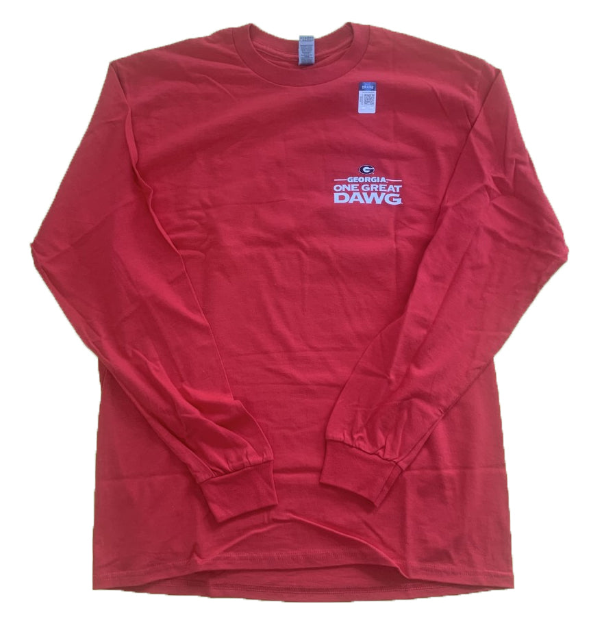 Georgia Bulldogs One Great Dawg Red Long Sleeve Shirt New World Graphics