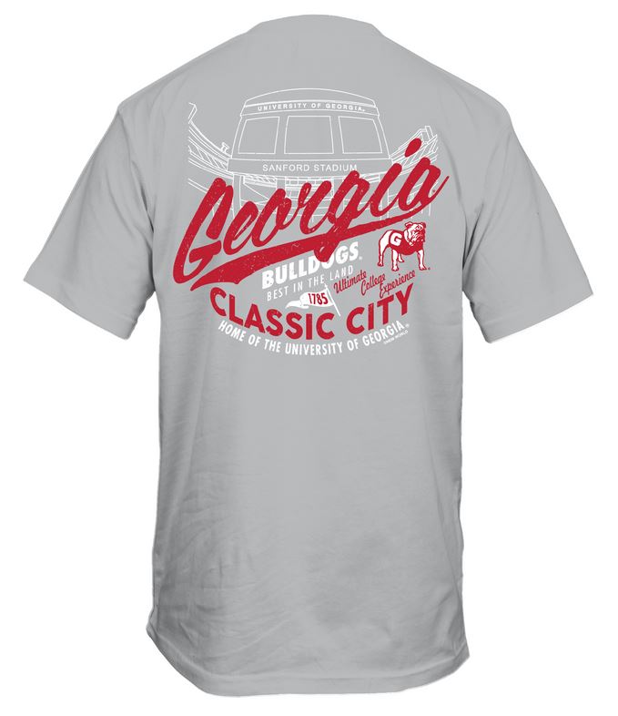 Georgia Bulldogs Retro Stadium Heather Grey Tee New World Graphics