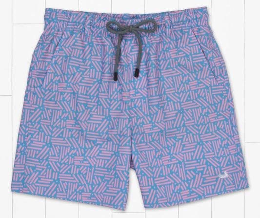 Southern Marsh Dockside Swim Trunk - Dots & Lines Royal Blue Southern Marsh