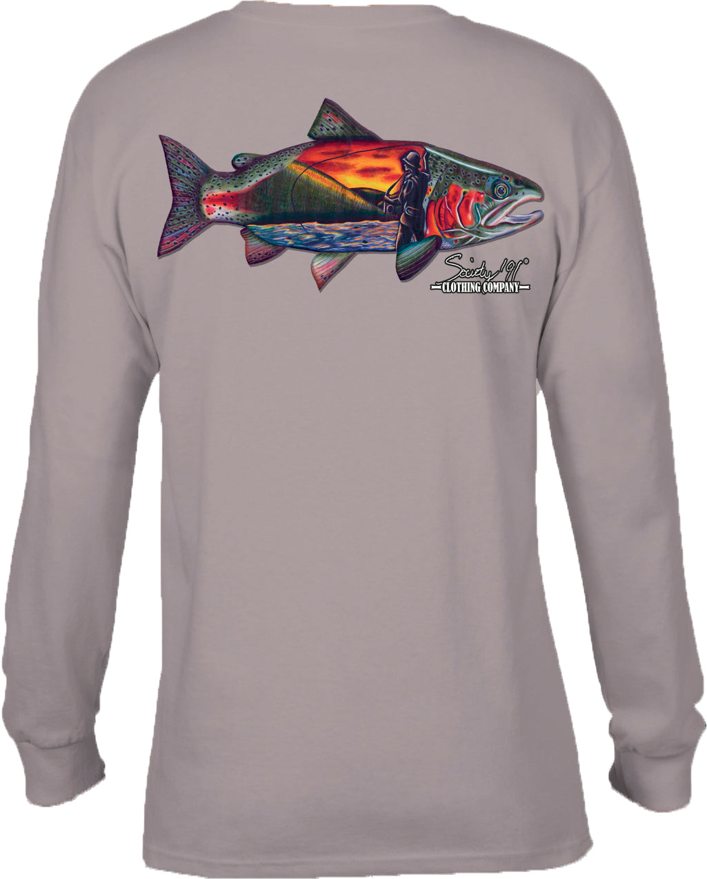 Society '91 Scenic Trout Long Sleeve Tee Grey