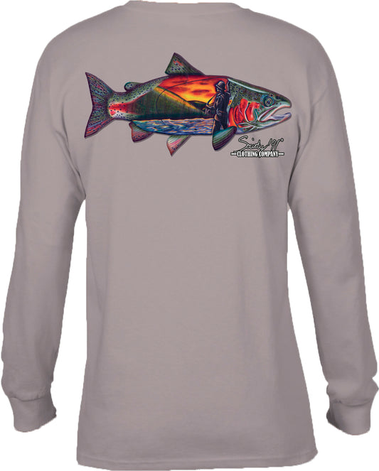 Society '91 Scenic Trout Long Sleeve Tee Grey