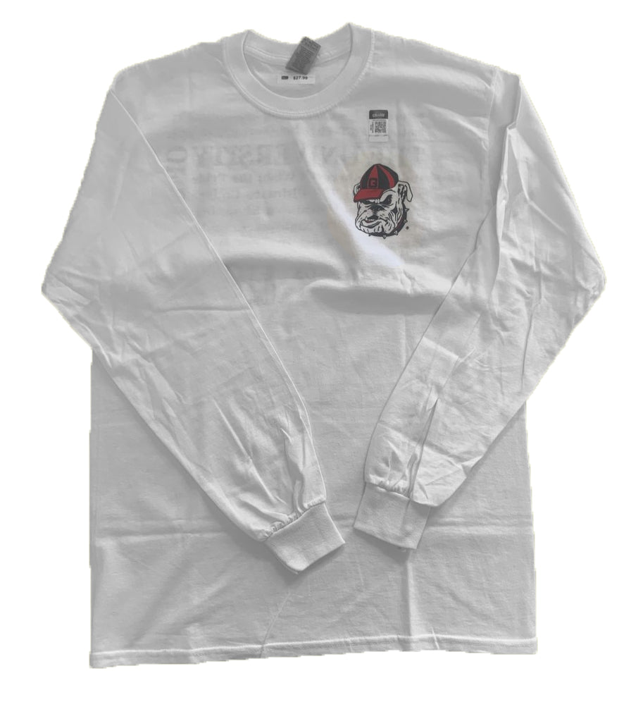 Georgia Bulldogs Sic Em Dawgs Script White Long Sleeve Shirt New World Graphics