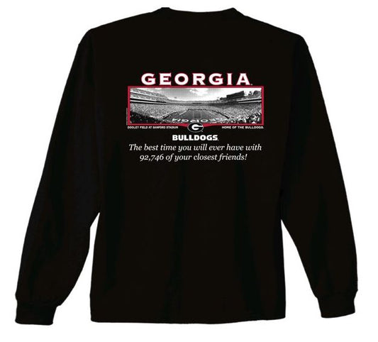 Georgia Bulldogs Stanford Stadium Black Long Sleeve Tee New World Graphics