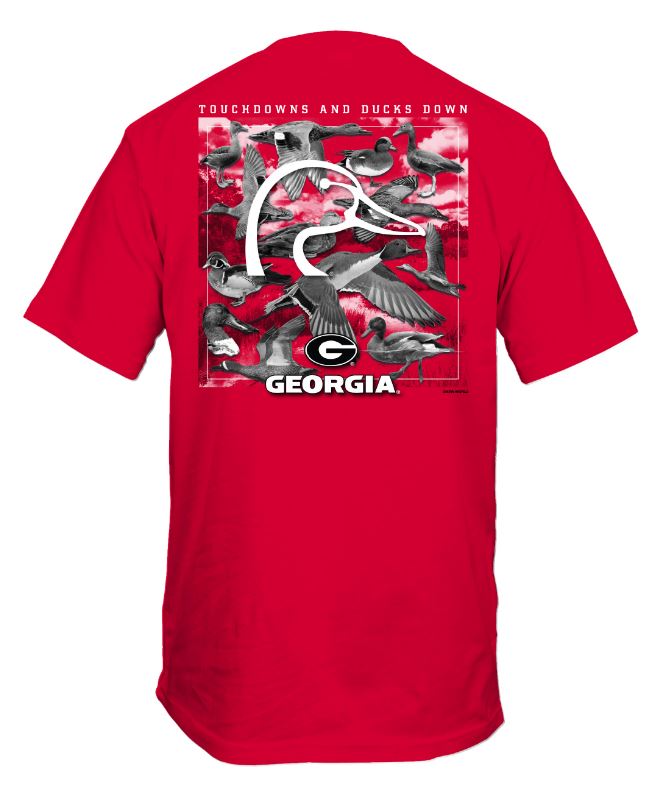 Georgia Bulldogs Touch Downs and Ducks Down Red Tee New World Graphics