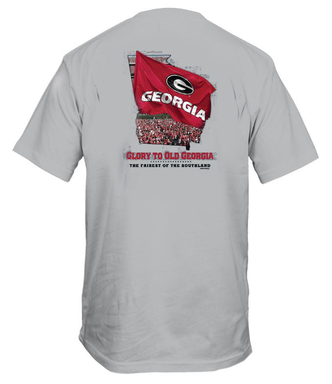 Georgia Bulldogs Waving Stadium Heather Grey Tee New World Graphics