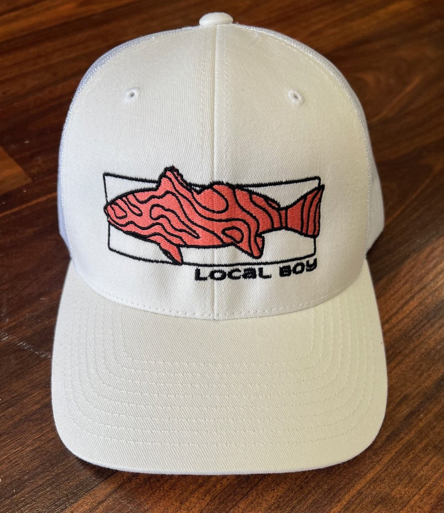 Local Boy White and Pink Fish Hat