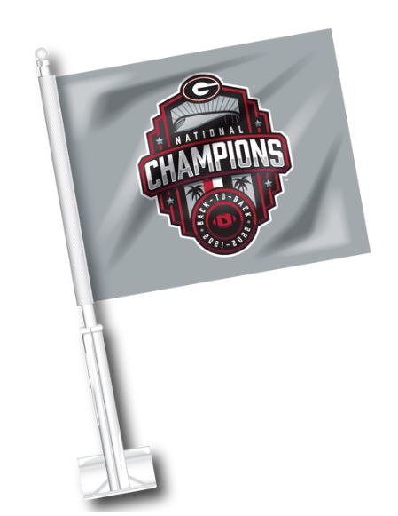 Georgia Bulldogs National Champs 22 Silver Car Flag