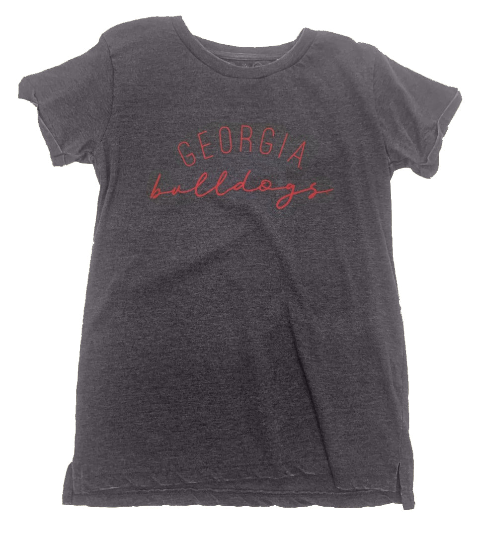 Pressbox Georgia Bulldogs Script Womens Dark Grey Short Sleeve Shirt Pressbox